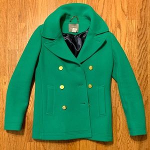 J. Crew - Kelly Green Peacoat with gold buttons